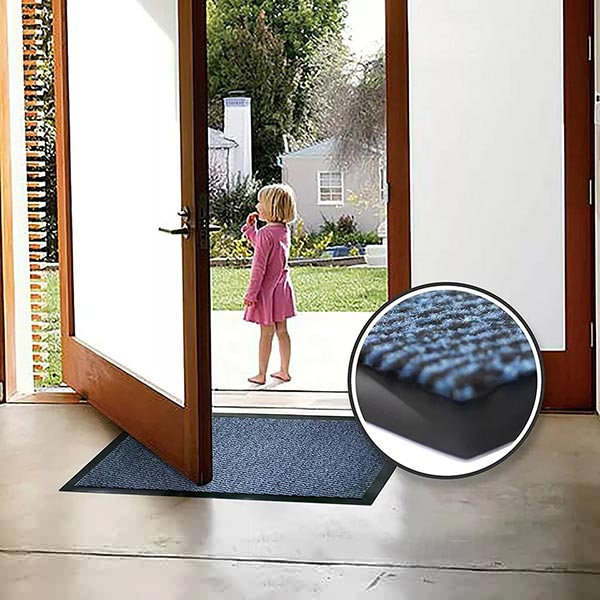 Anti Slip Hard Wearing Rubber Barrier Mats Blue/Black For Indoor And Outdoor